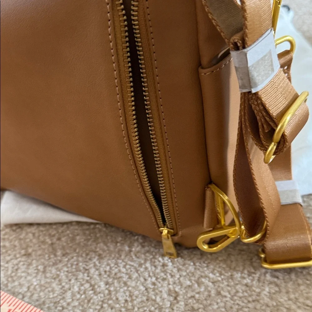 NWT Fawn Design Mini Diaper Backpack-Carmel Tan Vegan Leather + Accessories